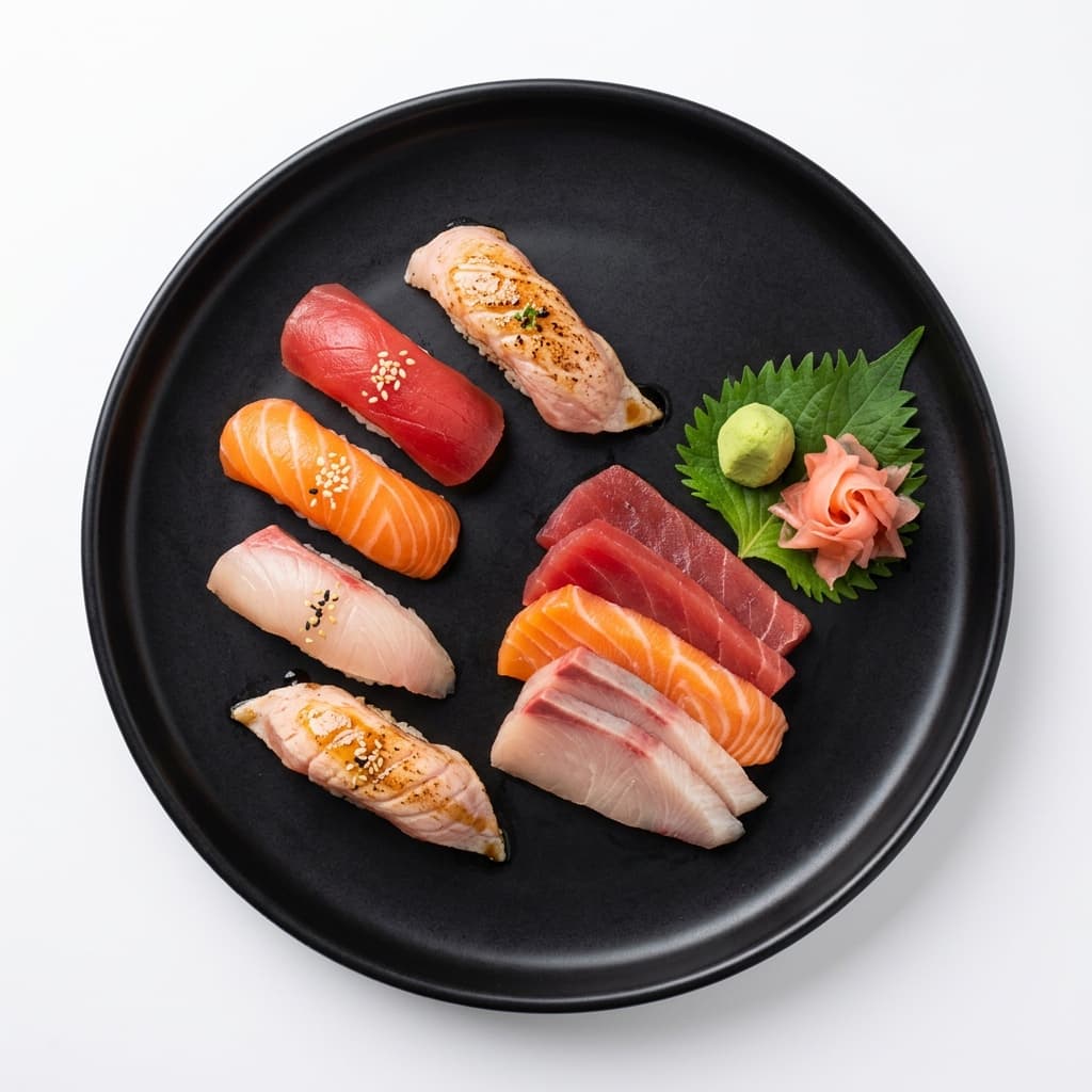 A plate of nigiri from the chef's daily selection